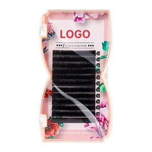 Extensions de cils en velours et cachemire avec logo personnalisé, noir mat, Easy Fan, en soie 0.03, courbure DD, plateaux de volume pour extensions de cils - Product Image 2