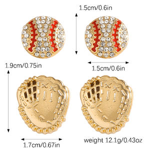 يوم اللعبة بسيط أنيق الرياضة تحت عنوان مجموعة كرة القدم كرة السلة البيسبول عشيق أقراط المرح الملونة الآيس كريم الأقراط - Product Image 6