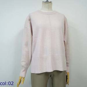 Jersey de cuello redondo de estilo informal para mujer, suéter de punto de Cachemira 100% con mangas largas, diseño de pliegue central, suave y cómodo - Product Image 2