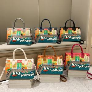 กระเป๋าถือผู้หญิงลายเรขาคณิต PU ทนทาน สไตล์ยุโรปอเมริกัน งานปักหนักแน่น สำหรับฤดูใบไม้ร่วงและฤดูหนาว รุ่น 94484 - Product Image 1