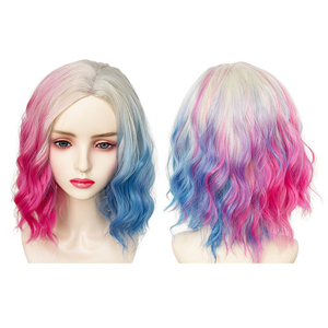 <span class=keywords><strong>Perruque</strong></span> Courte Ondulée Bob Ombrée Bleue et Rose pour Fille, Style Anime et Série TV, Idéale pour le Cosplay - Grande Vente - Product Image 5