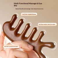 Peigne de massage du cuir chevelu en bois personnalisé avec logo, masseur du cuir chevelu en bois de santal, brosse Gua Sha en bois pour femmes et hommes
