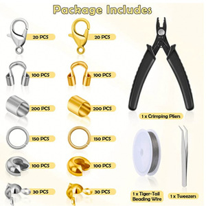 Jewelry Making Tool Set With Beading Components For <b>Bracelet</b> Crafting Silver And Gold Plated <b>Metal</b> Parts Included - Product Image 2