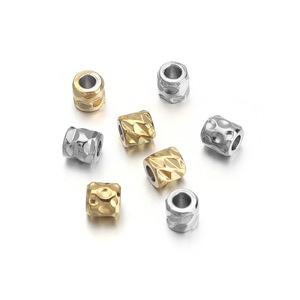 Stainless Steel Cylindrical Spacer <b>Beads</b> Gold Plated Rectangle Meander Pattern <b>For</b> <b>Bracelet</b> Making - Product Image 4