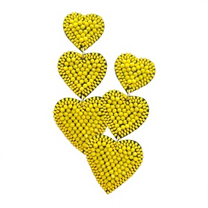 Pendientes de Cuentas Multicolor con Forma de Corazones Hechos a Mano, Cuentas Rosas de Moda de Primera Calidad, Tema de Amor para Bodas y Fiestas, para Mujer - Product Image 5