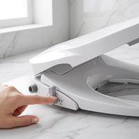 Siège de bidet à eau ambiant durable et antibactérien, allongé, avec fonction lavage arrière et hygiène féminine, couvercle à fermeture douce, pour l'amélioration de la salle de bain
