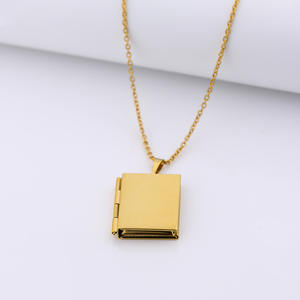 18K altın kaplama paslanmaz çelik takı süblimasyon boş kitap şekli kilit DIY çerçeve fotoğraf resim hatıra madalyon kolye - Product Image 3