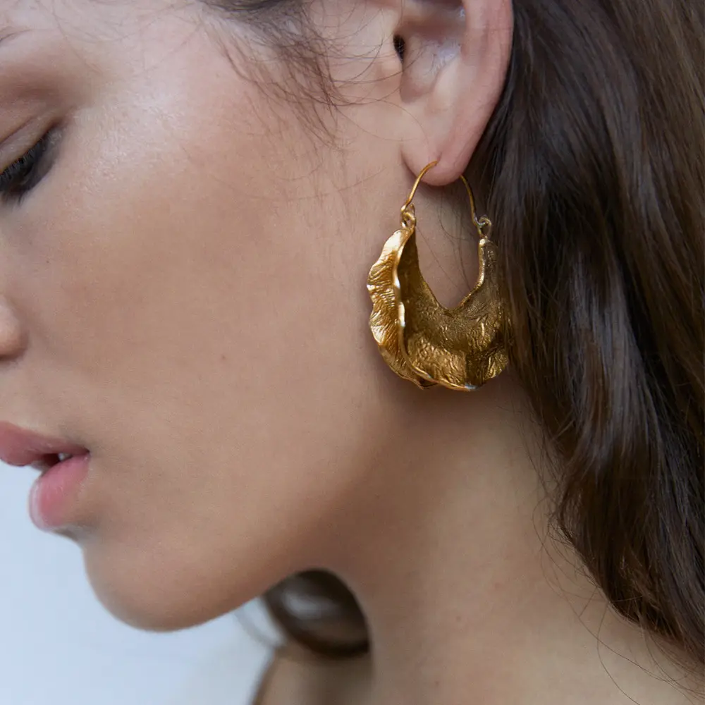 Bohemian Elegant Flower Fashion Dangle Earring Cute Metal Petal Earrings