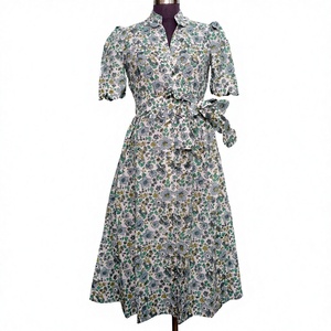 Vestido Midi Casual Moderno para Mujer, Estilo Dulce y Elegante, Estampado a Mano, de Algodón, Tipo Canguro, Natural - Product Image 1