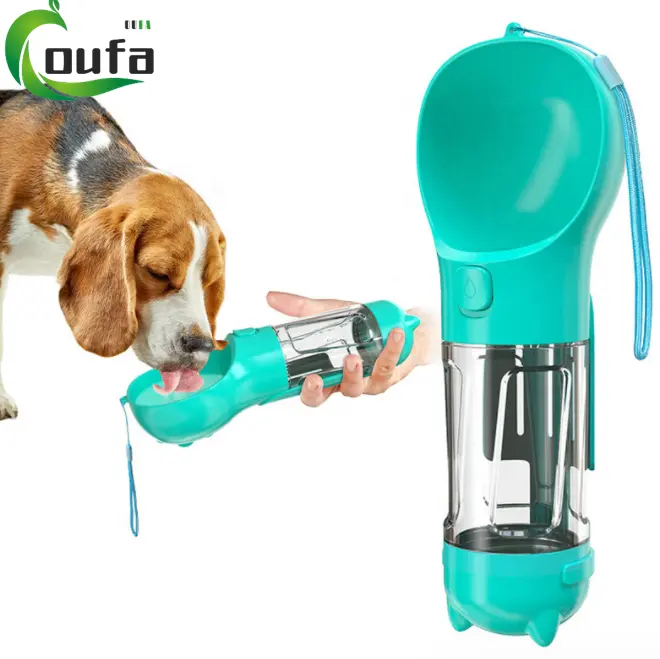 Fábrica de China, venta al por mayor, fácil de limpiar, capacidad multicolor, perro, viaje al aire libre, 4 en 1, botella de agua portátil para mascotas con comida para perros