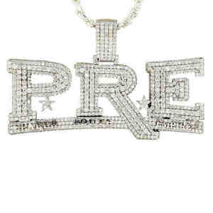 จี้เพชรตัวอักษรแบบวินเทจ สร้อยคอจี้แผ่นใหญ่ สั่งทำได้ ประดับเพชรโมอิสซาไนต์ระยิบระยับ เงินแท้ สไตล์ฮิปฮอป สำหรับผู้ชาย - Product Image 4