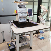 Machine à broder informatisée commerciale à tête unique, prête à l'emploi, avec moteur, pour la broderie de casquettes et de t-shirts