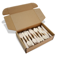 Couverts jetables écologiques en bois de bouleau, vaisselle biodégradable pour fêtes, couteau, cuillère et fourchette en bois en lots