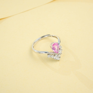 Bague de mariage classique en argent S925 plaqué rhodium avec saphir Padparadscha de haute qualité - Product Image 3