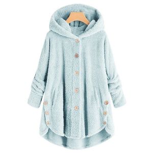 Custom logo Design Women's Oversized Hooded Plush <strong>Teddy</strong> <strong>Coat</strong> for Autumn Winter Loose Warm Outwear Buttoned Soft Jacket <strong>Plus</strong> <strong>Size</strong> - Product Image 5