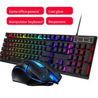 Clavier et souris de jeu 2-en-1 FV-Q305S avec éclairage arc-en-ciel 104 touches, idéal pour les joueurs PC ou le bureau – Vente Flash