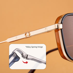 Occhiali da Sole Partagas alla Moda con Logo Personalizzato, Montatura Quadrata in Metallo con Cerniera a Molla, Protezione UV400 per Uomo - Product Image 2