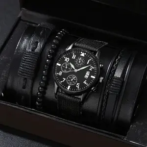 2023 Mens Fashion Minimalist Watches Men Business Casual orologio al quarzo bracciale Set per uomo orologio con cinturino in maglia di acciaio inossidabile