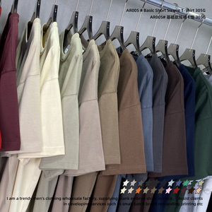 T-shirt basique à manches courtes en coton pur 305G, antibactérien, coupe décontractée, le plus vendu, lourd, non-rétractable - Product Image 4