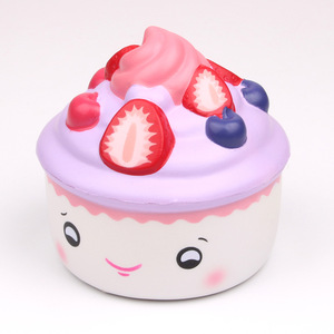 Pu Foam Cupcake <b>Squishy</b> Toy For Kids 2 4 Years Unisex Fidget Toy With Strawberry Blueberry Design - Product Image 1