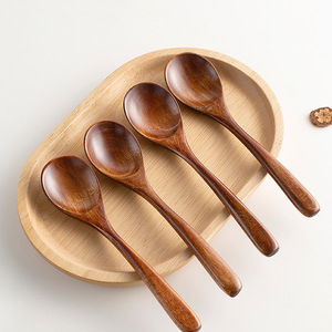 Cuillère à manger en bois de style japonais, petite, à long manche, pour Bibimbap, nouilles <span class=keywords><strong>Lamian</strong></span>, desserts, tendance sur Internet - Product Image 2