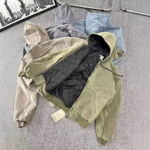 <b>Men's</b> Retro Washed <b>Grey</b> <b>Sweatshirt</b> Jacket, Suitable for Daily Wear, Y2K Hip-hop Street Retro Culture - Product Image 4