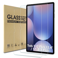 Protection d'écran en verre trempé anti-rayures 2.5D 9H pour tablette Samsung Galaxy Tab S7+/S8+/S9+/S10+/S7FE/S9FE 12.4 pouces