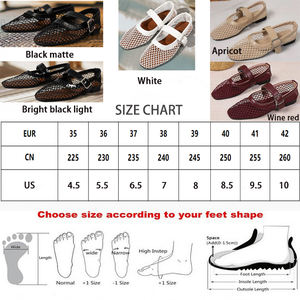 รองเท้าตาข่ายปลาสำหรับผู้หญิงรองเท้าบัลเล่ต์แบบหัวเข็มขัดเดี่ยวกลวงสำหรับฤดูร้อน - Product Image 2