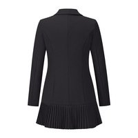 Jupe trapèze TKAN728 pour femme, automne/printemps, à double boutonnage, col à revers, taille plissée, avec fermeture à bouton unique et poches décorées