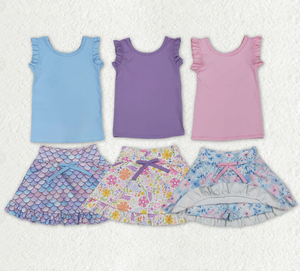 Sibling Baby Girls Sleeveless Vest Top Flowers Shirt Shorts Yoga Active <b>Clothes</b> Sets - Product Image 1