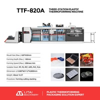 Machine de moulage de boîte de yaourt entièrement automatique à trois stations pour le plastique PS PET PP PVC HIPS avec moteurs et pompes à noyau