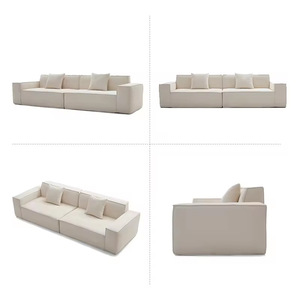 Customized French Cream Fabric <b>Sofa</b> Modular Straight Line Block Shape <b>Living</b> <b>Room</b> <b>Sofa</b> 200-300Cm - Product Image 2