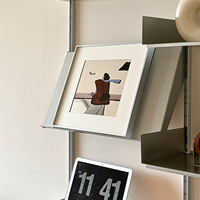 Miroir mural carré en aluminium avec cadre graphique artisanal de style Art Déco, élégant et tendance, pour la décoration de la salle d'étude