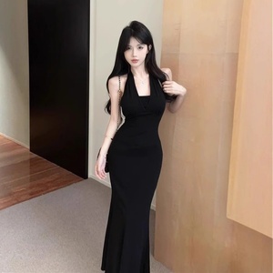 Elegante Vestido de Noche <span class=keywords><strong>Maxi</strong></span> de Cachemira con Corte en A para Mujer, Vestido de Verano Sexy con Cuello Halter, Espalda Descubierta y Cintura Ajustada - Product Image 3