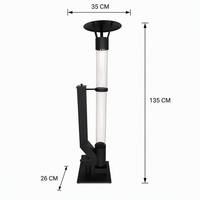 Poêle à granulés en verre pour extérieur, type fusée, 135 cm de haut, en métal noir, pour patio et jardin, avec cendrier