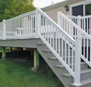 Clôture élégante en PVC blanc durable <span class=keywords><strong>de</strong></span> 1578 "pour main courante d'<span class=keywords><strong>escalier</strong></span> et barrière extérieure <span class=keywords><strong>de</strong></span> sécurité décorative <span class=keywords><strong>de</strong></span> cour avant Anti-UV - Product Image 1