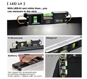 Nhật bản thợ điện dụng cụ cầm tay đa chức năng Mức độ tinh thần với ánh sáng LED Mức độ tinh thần dụng cụ đo lường - Product Image 5