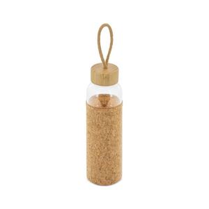 Eco Friendly Drinking Water Bottle Bamboo Lid and Carry Strap High Borosilicate Glass Sport Bottle With Natural Cork Sleeve - Product Image 2