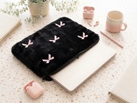 Tas Laptop Ringan FH, Sarung Laptop Bulu Imitasi 13-14 Inch, Tas Komputer Pelindung Lucu dan Lembut, Penutup Pouch Empuk