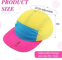 Casquette de baseball néon 5 panneaux en gros, style rétro années 80-90, en nylon réglable, sportive, tropicale, respirante et imperméable pour femmes, hommes et adultes