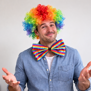 Pafu - Disfraz de Payaso Multicolor con Peluca y Corbata de Moño para Fiestas de Halloween, Carnavales, Juegos de Imitación, para Hombres, Mujeres y Adultos - Product Image 1