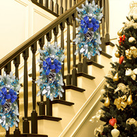 Ghirlanda natalizia a goccia con LED e grande fiocco, decorazione da appendere per porta d'ingresso, scale, parete, decorazione per le festività