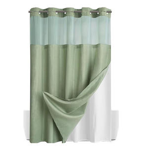 Grand rideau de douche en polyester à anneau double couche imperméable et anti-moisissure pour la salle de bain - Product Image 4