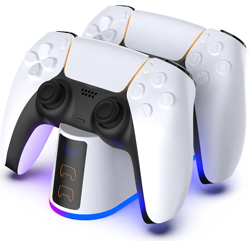 Original factory design ps5 controller charging station for PlayStation 5 controllers and 4 dynamic RGB light mode