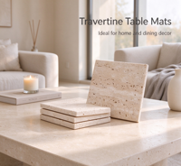 Vente en gros de dessous de verre et de sets de table en pierre de travertin naturelle personnalisés, résistants à la chaleur, pour la décoration de table