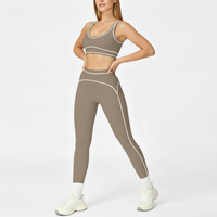 Nouvel ensemble 2 pièces décontracté pour femme 2026 : Crop top sport, joggers, soutien-gorge de sport sans couture et leggings taille haute