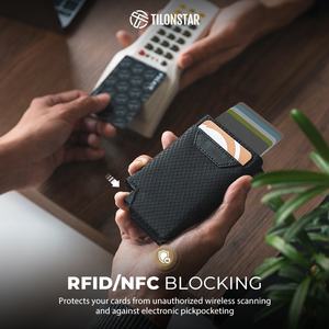 Cartera Bifold de Cuero y Aluminio TILONSTAR TVC511 para Hombre, Minimalista, Impermeable, con Bloqueo RFID, Compartimento para Dinero, Tarjetero - Product Image 2