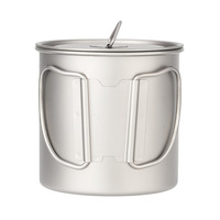 Tasse de voyage pliable extérieure en titane de 650ml facile à transporter verres en métal pur pour pique-niques thé et café