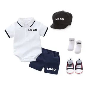 Sommer neue Baby Anzug Mode lässig Dreieck Overall Shorts Hut Socken Schuhe mehrere Sätze Kinder kleidung