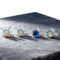 Piercing en Titane G23 Plaqué Argent avec Zircon Cubique Carré et Opale Aurora pour Nez, Oreilles, Conch, Labret, Tragus, Hélix, Bijou Fin de Mariage